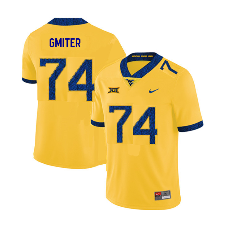 NCAA Men's James Gmiter West Virginia Mountaineers Yellow #74 Nike Stitched Football College 2019 Authentic Jersey PR23E67BP